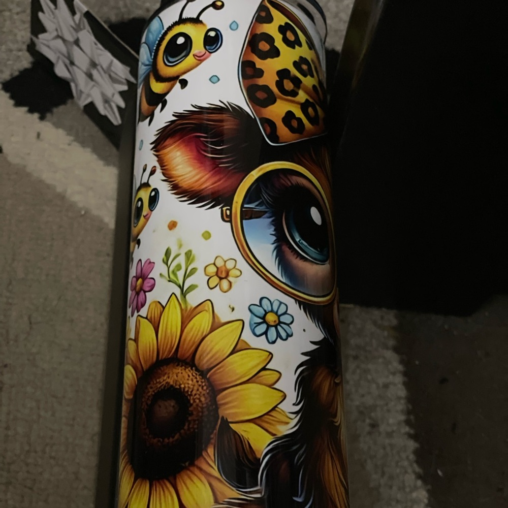 Colorful Animal and Floral Print Metal Tumbler - comes w/plastic straw!!!